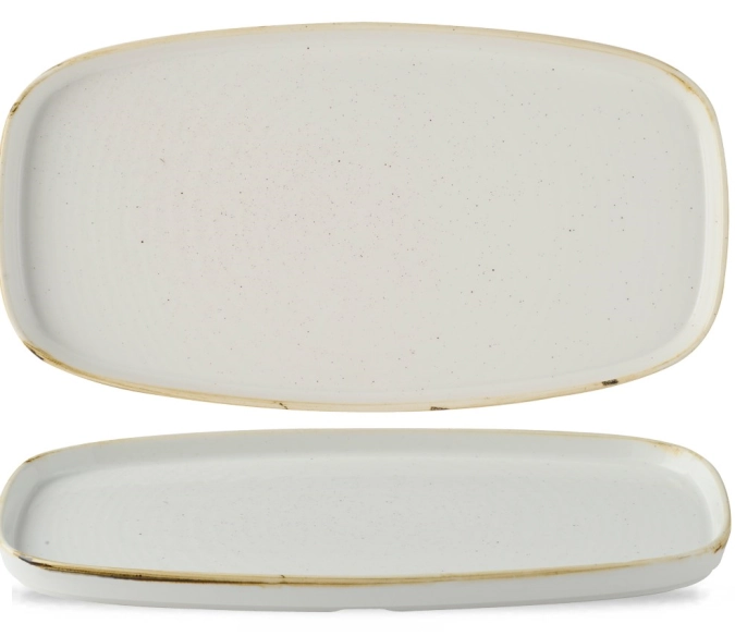 Stonecast Chefs Walled Oblong Plat Barley blanc