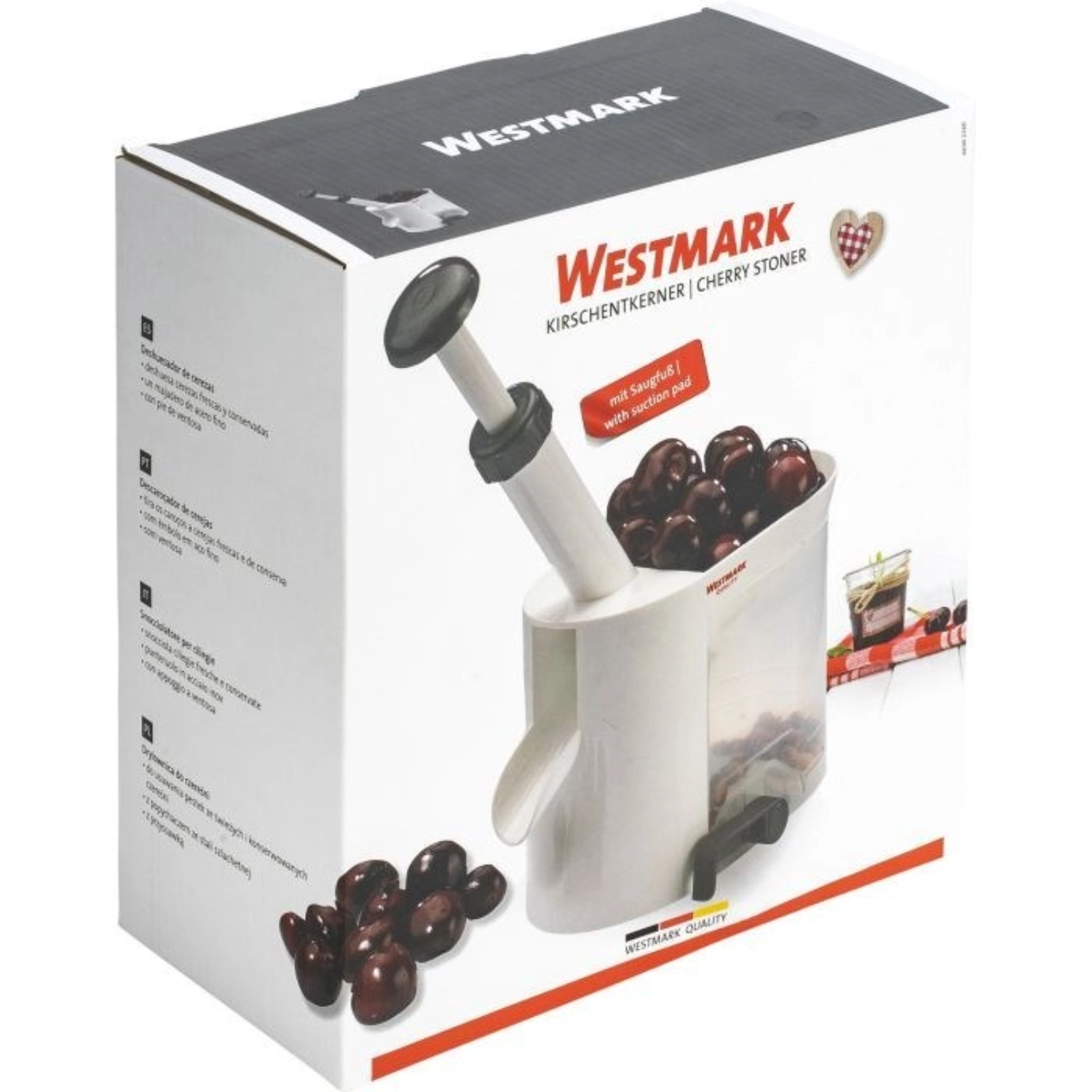 Dénoyauteur de cerises, blanc, 21.5x20x9.5cm