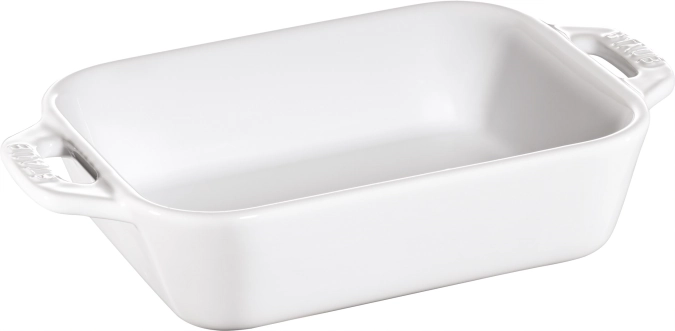 Plat à gratin 20x16 cm, rectangulaire, blanc, céramique