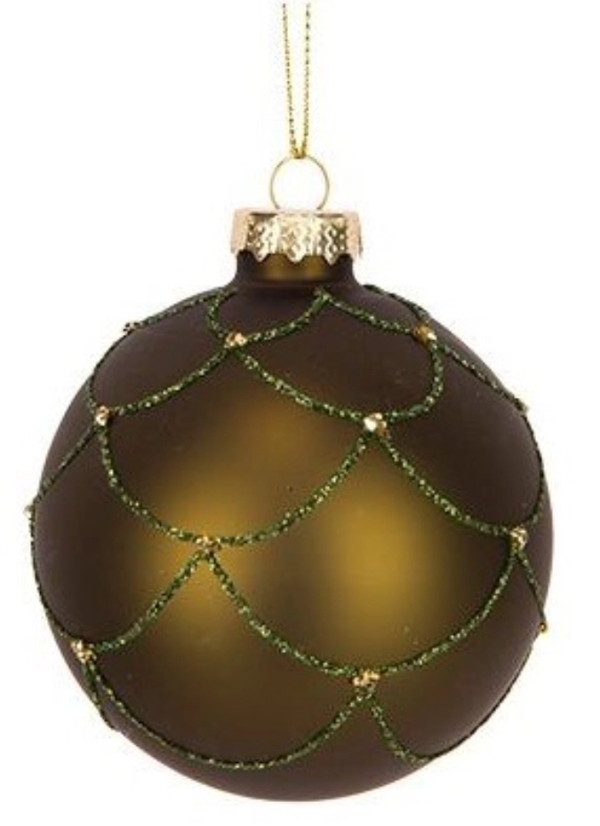Weihnachtskugel Strass Glitter Grün D8cm Glas