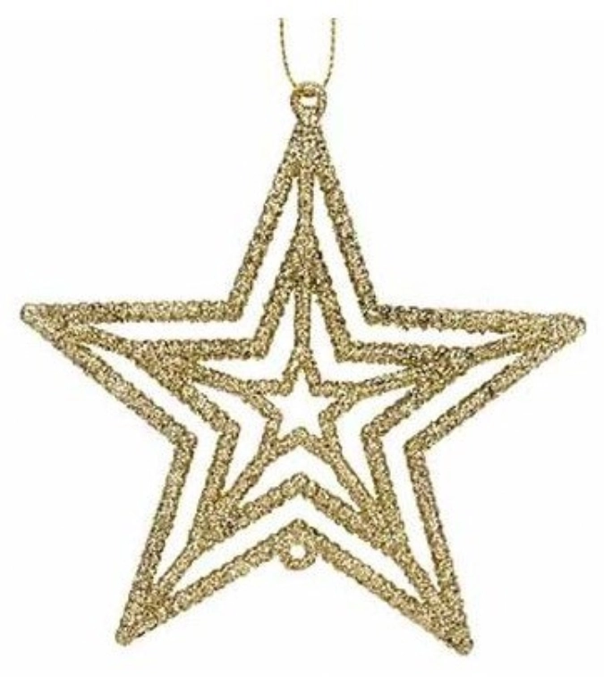 Aufhänger Stern Glitter Gold 10x10cm Kunststoff