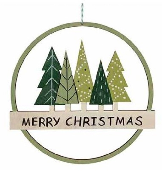 Aufhänger Merry Christmas Tannen 19.5x5x19.2cm Rund Holz