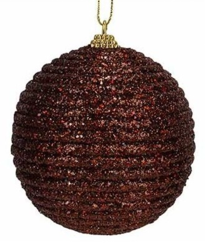 Weihnachtskugel Rope Glitter Braun D8cm Kunststoff