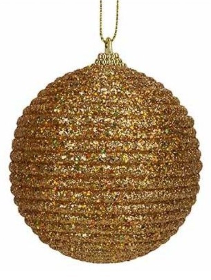 Weihnachtskugel Rope Glitter Gold D8cm Kunststoff