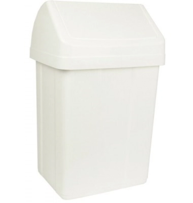 Poubelle a. couvercle rabattable blanc 25lt 33x27x52cm