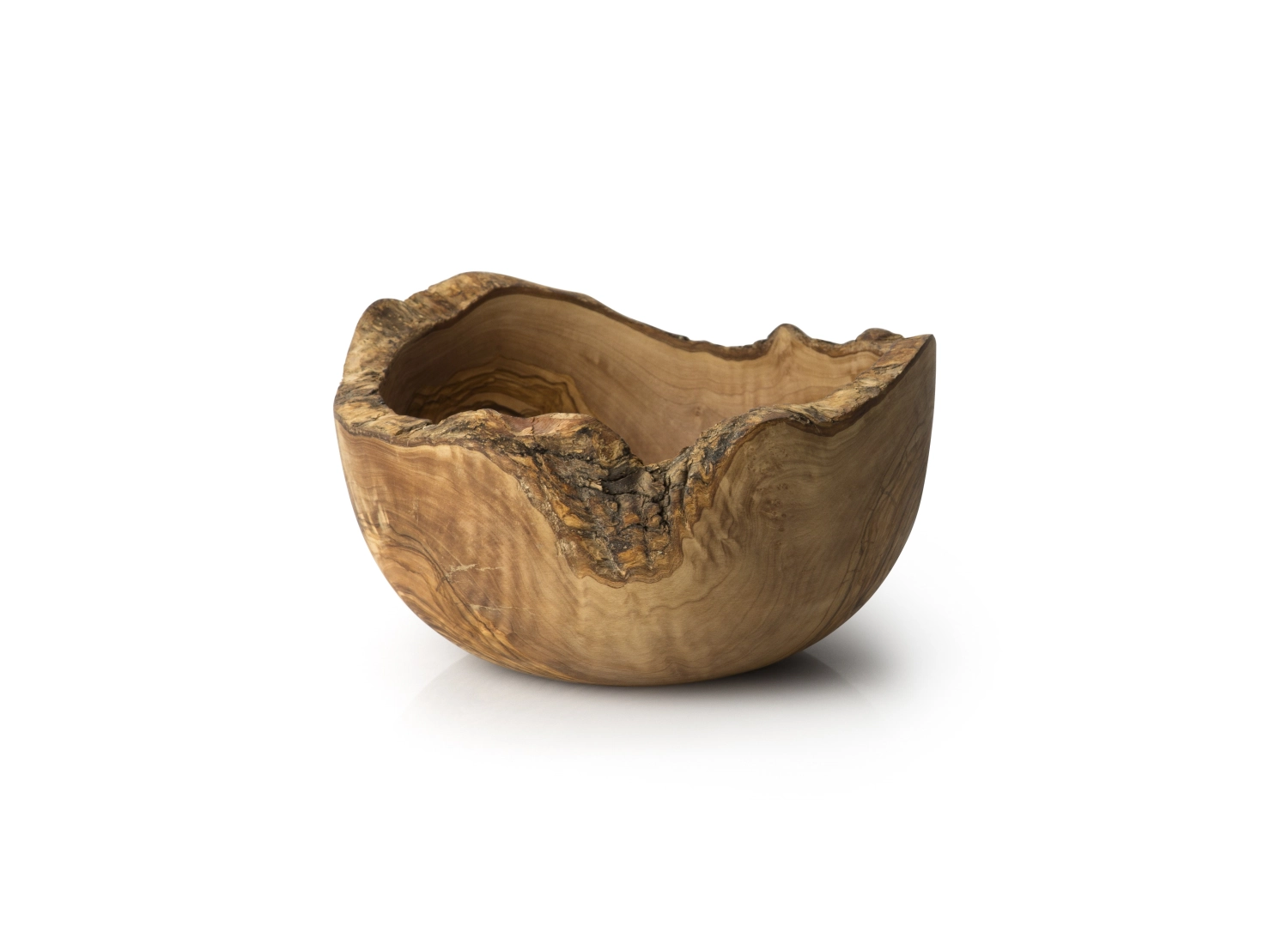 Bol en bois d'olivier, forme naturelle, 25cm