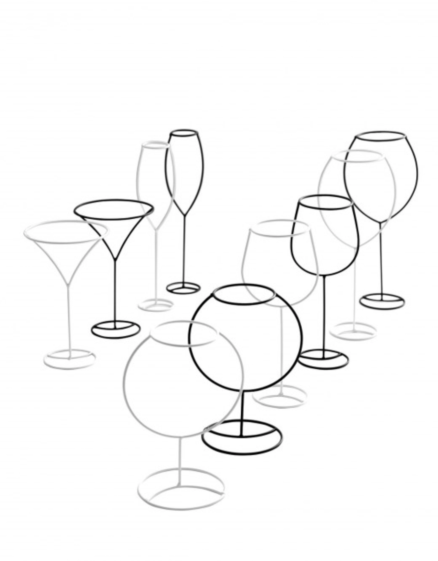 10er Set Metal sculptures Drahtglas