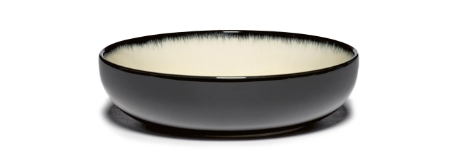 Ann Demeulem. Assiette haute D15,5cm Dé Off-White Black Var