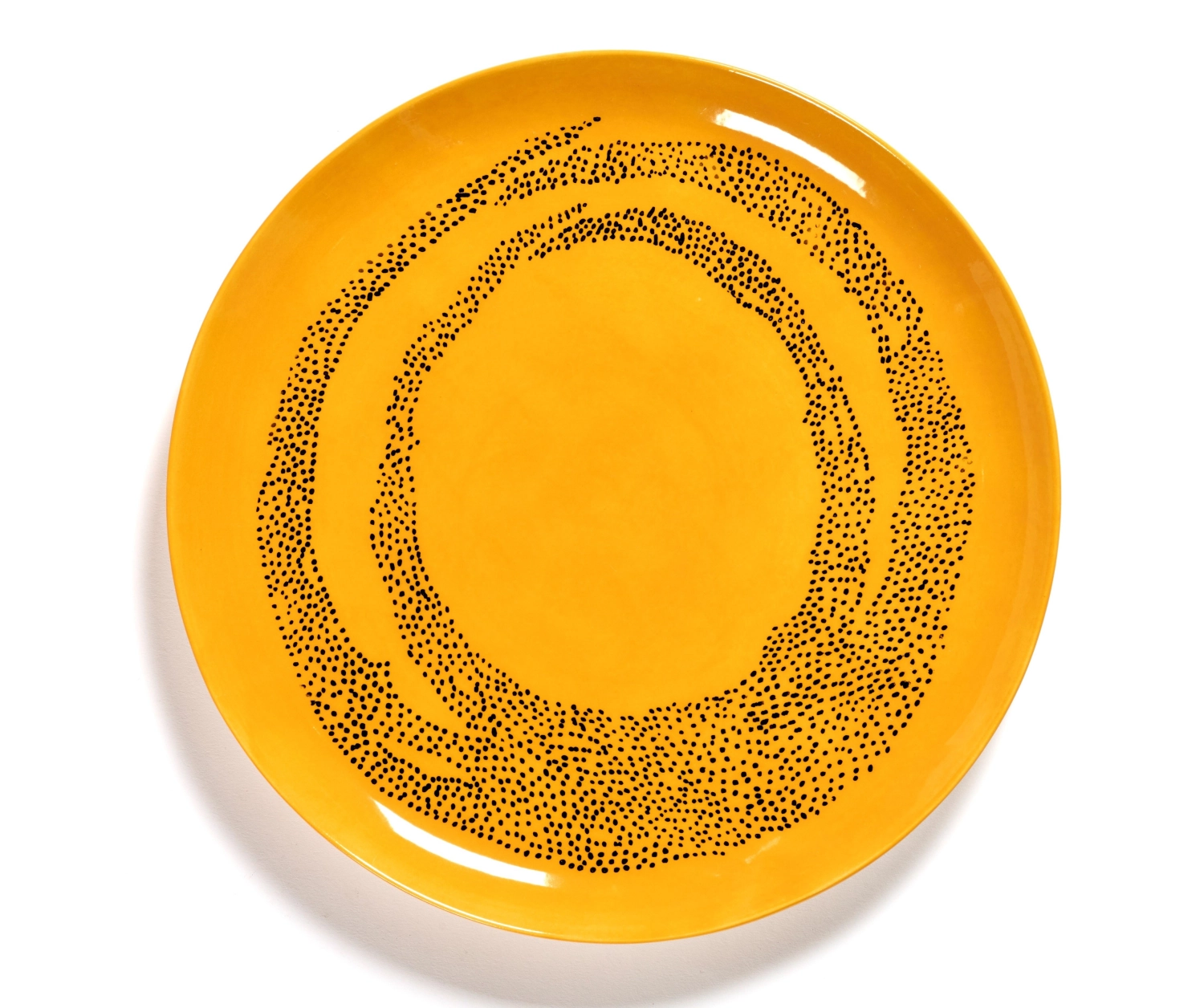 Otto. F. Teller 26.5x26.5x2cm Sunny Yellow Swirl-Dots Black