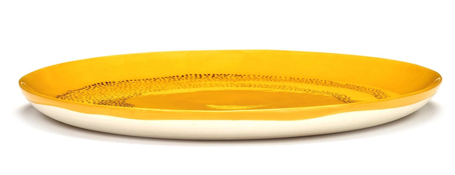 Otto. F. Teller 26.5x26.5x2cm Sunny Yellow Swirl-Dots Black