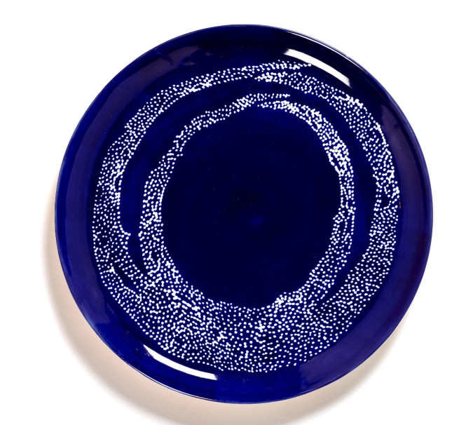 Otto. F. Assiette 26.5x26.5x2cm Lapis Lazuli Swirl-Dots Whit