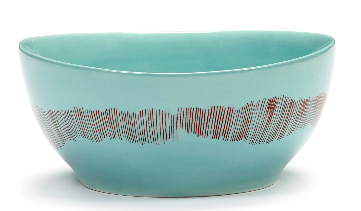 Otto. Feast Bol 16x16x7.5cm Azure Swirl-Stripes Red