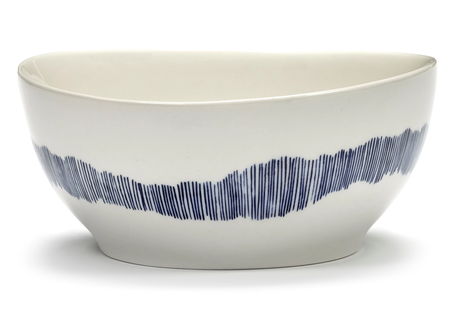 Otto. Feast Bol 16x16x7.5cm White Swirl-Stripes Blue