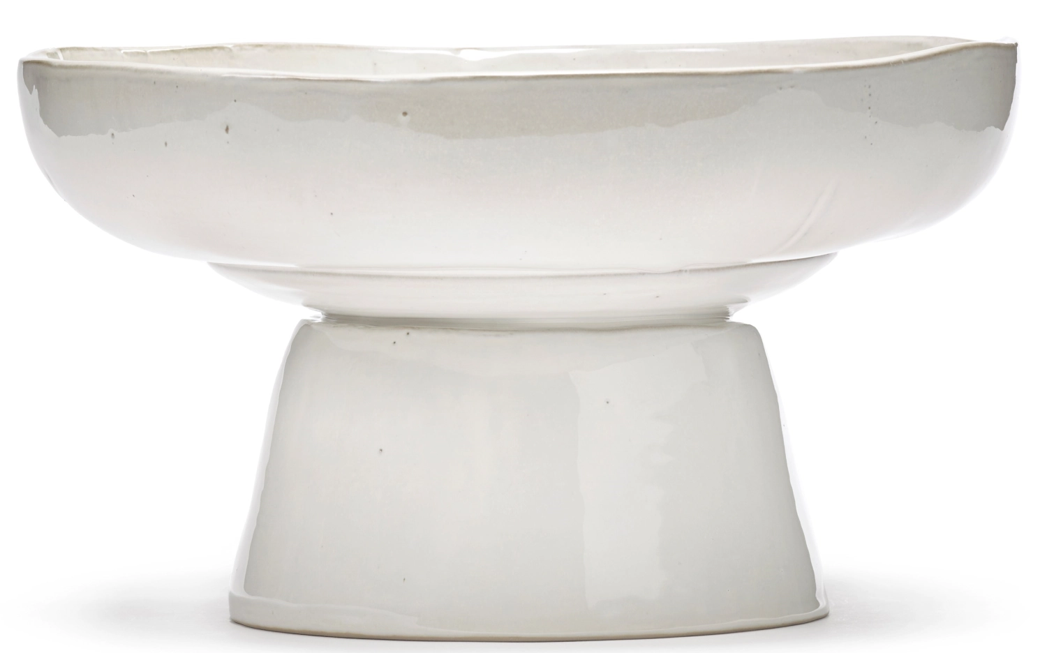 La Mère plat de service sur pied D31 H18 cm Off White