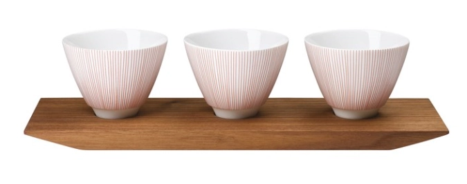 Soda Red Set de 3 coupes à amuse-bouche sur plateau