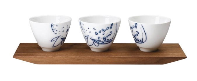 Grenat Set de 3 coupes à amuse-bouche sur plateau