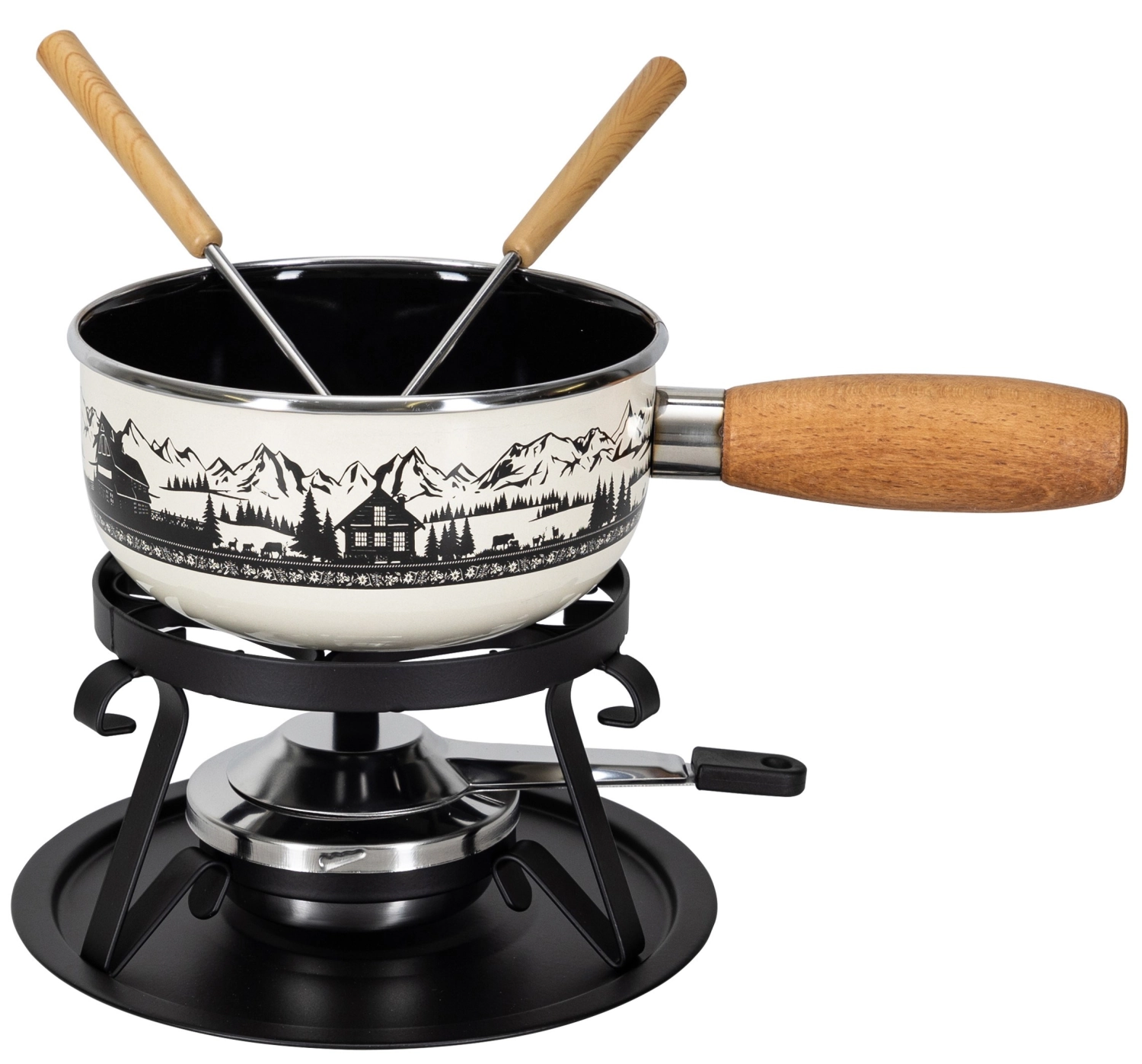 Set à fondue au fromage, émail « Alpage »,5 pièces, Ø 16 cm,