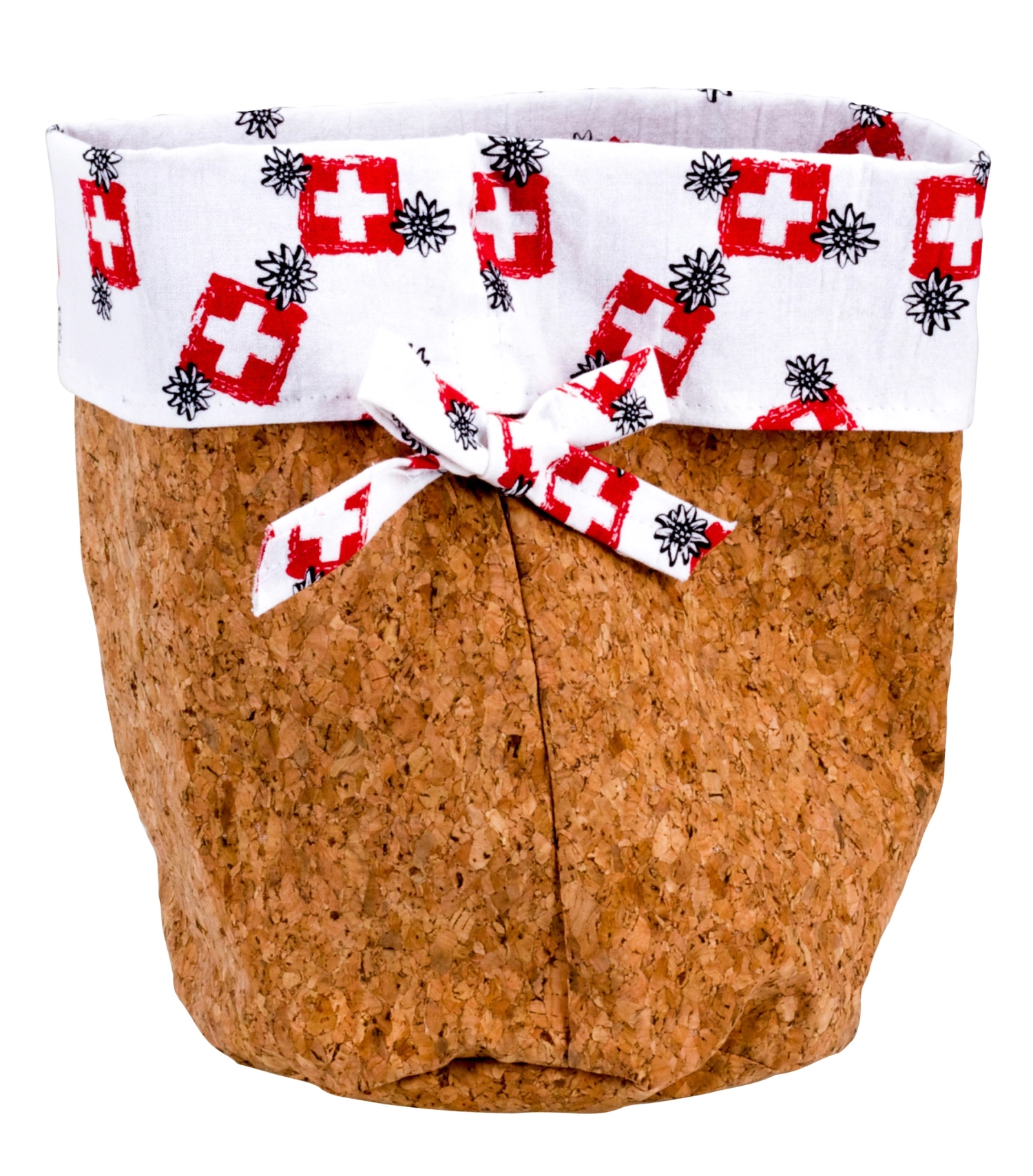 Sac à pain « Croix CH liège », blanc, Ø16 cm, H : 23 cm