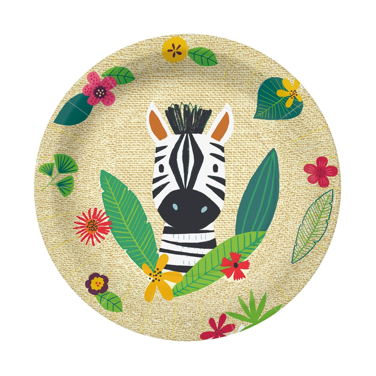 Assiette en carton 8x jungle friends/zebra, 23x23cm