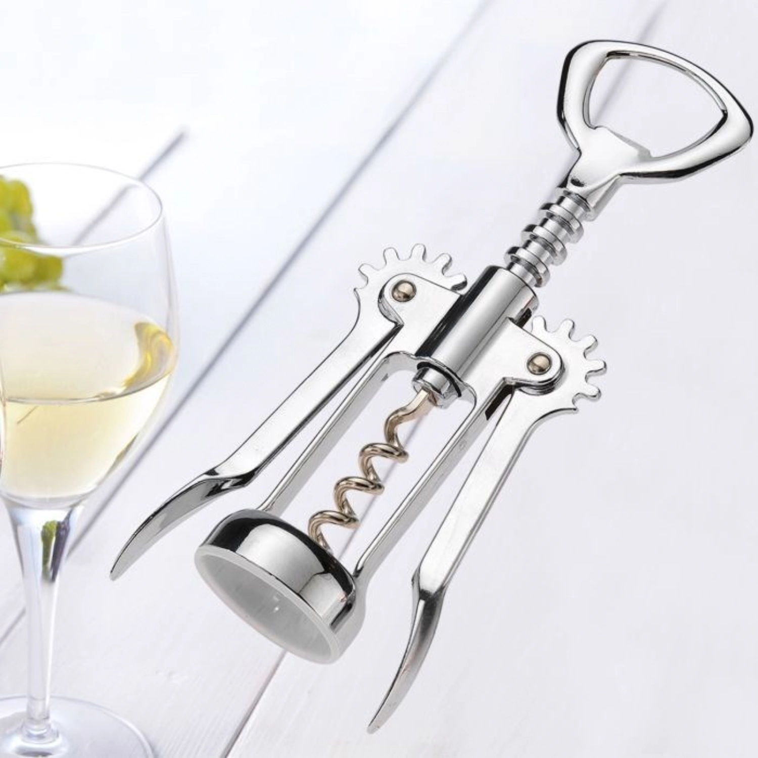 Tire-bouchon à levier, chromé, 16.5x6.5x4cm