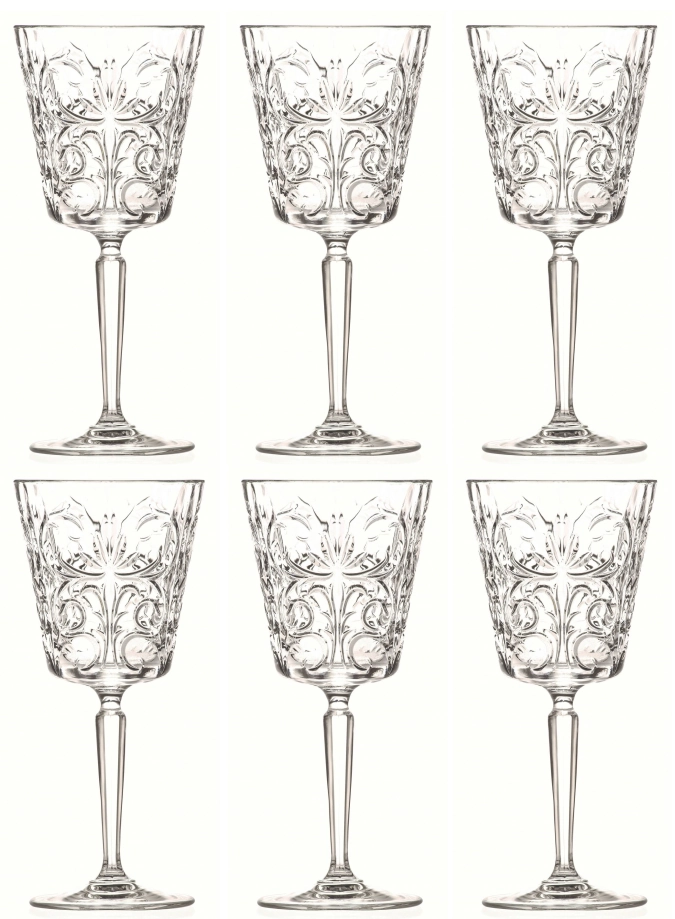 Set de 6 verres à vin tattoo ø8.8 h19.4 cm, 29cl