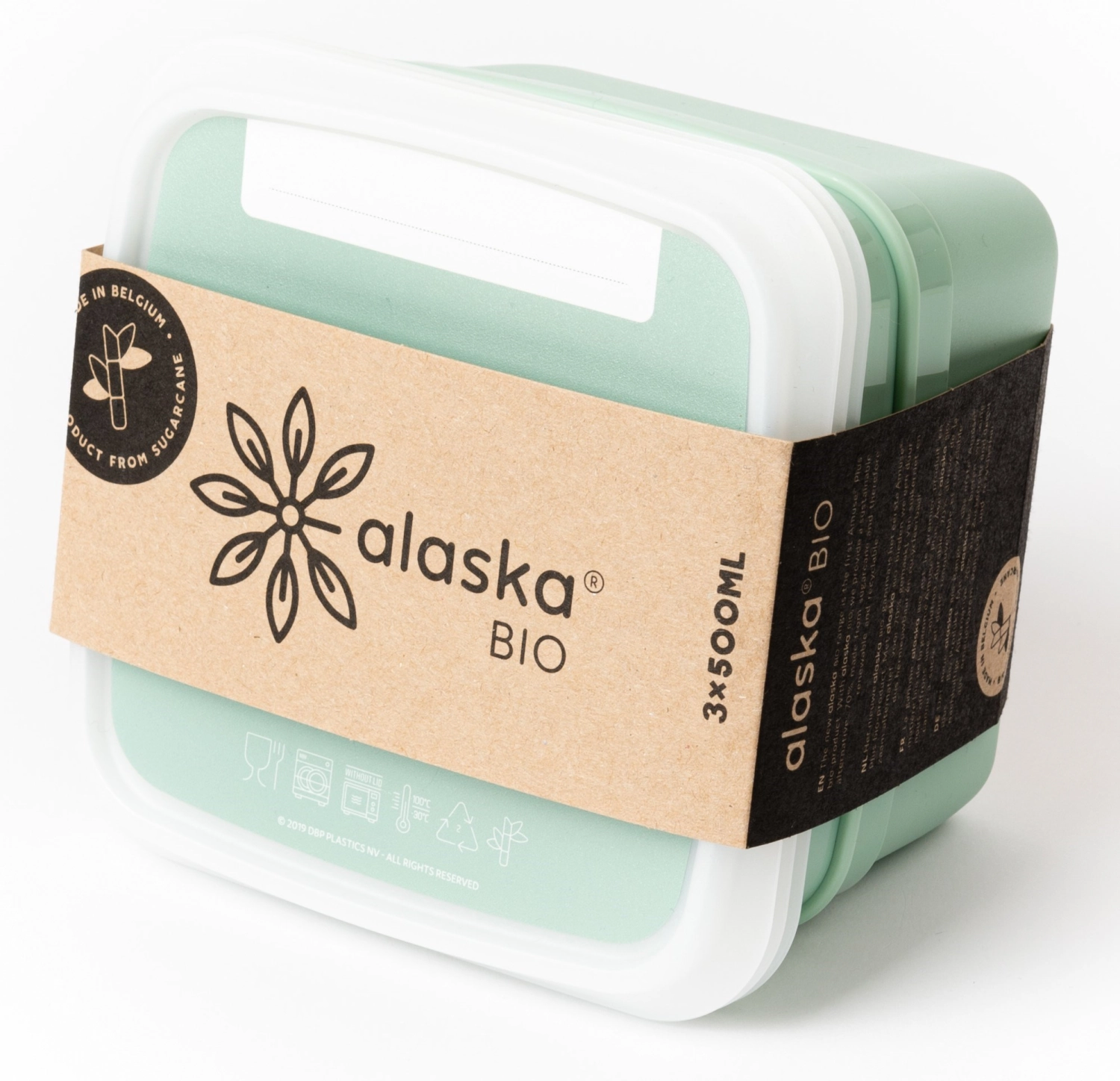3er Set Alaska Bio Gefrierboxen 500ml grün