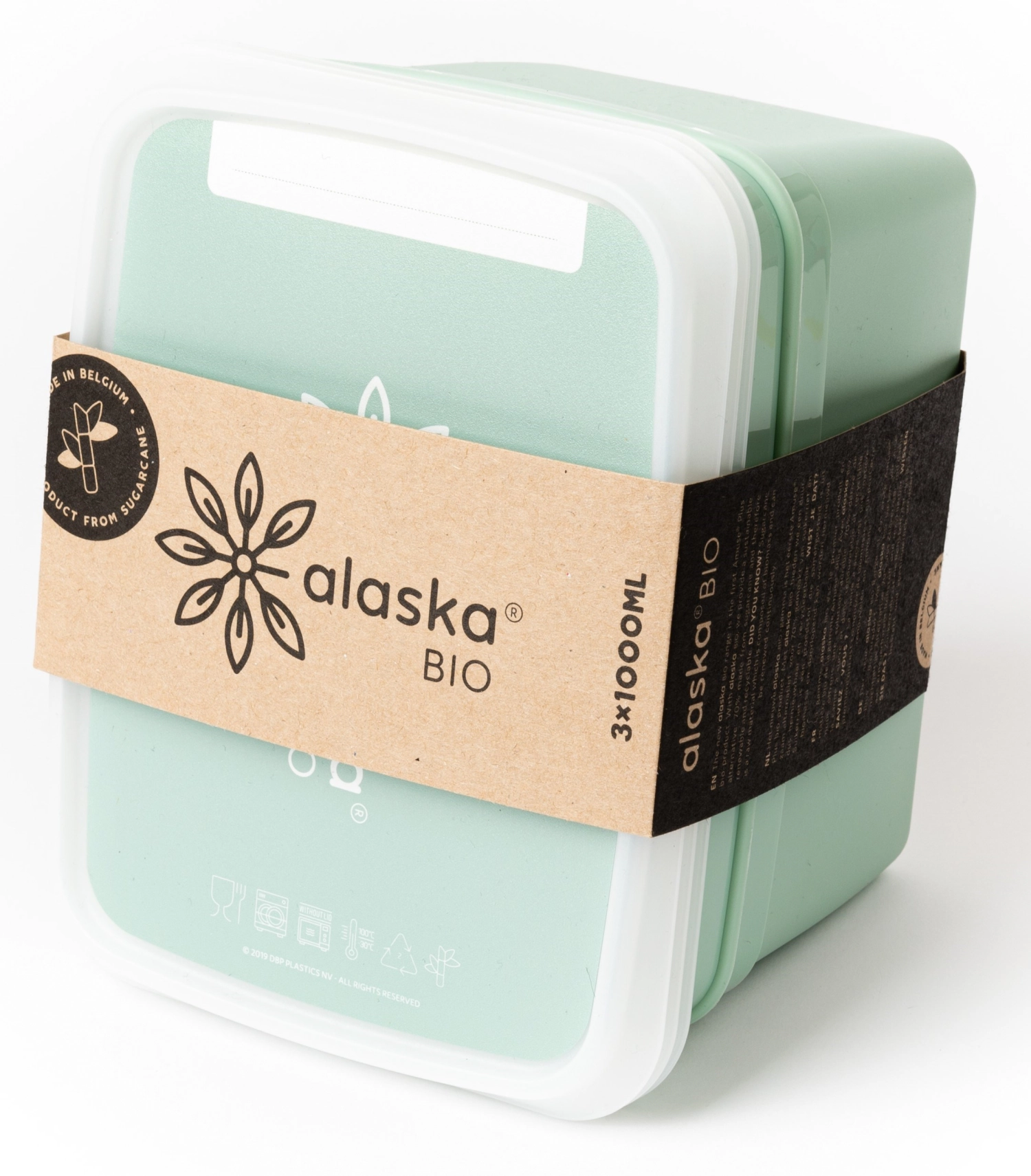 3er Set Alaska Bio Gefrierboxen 1000ml grün