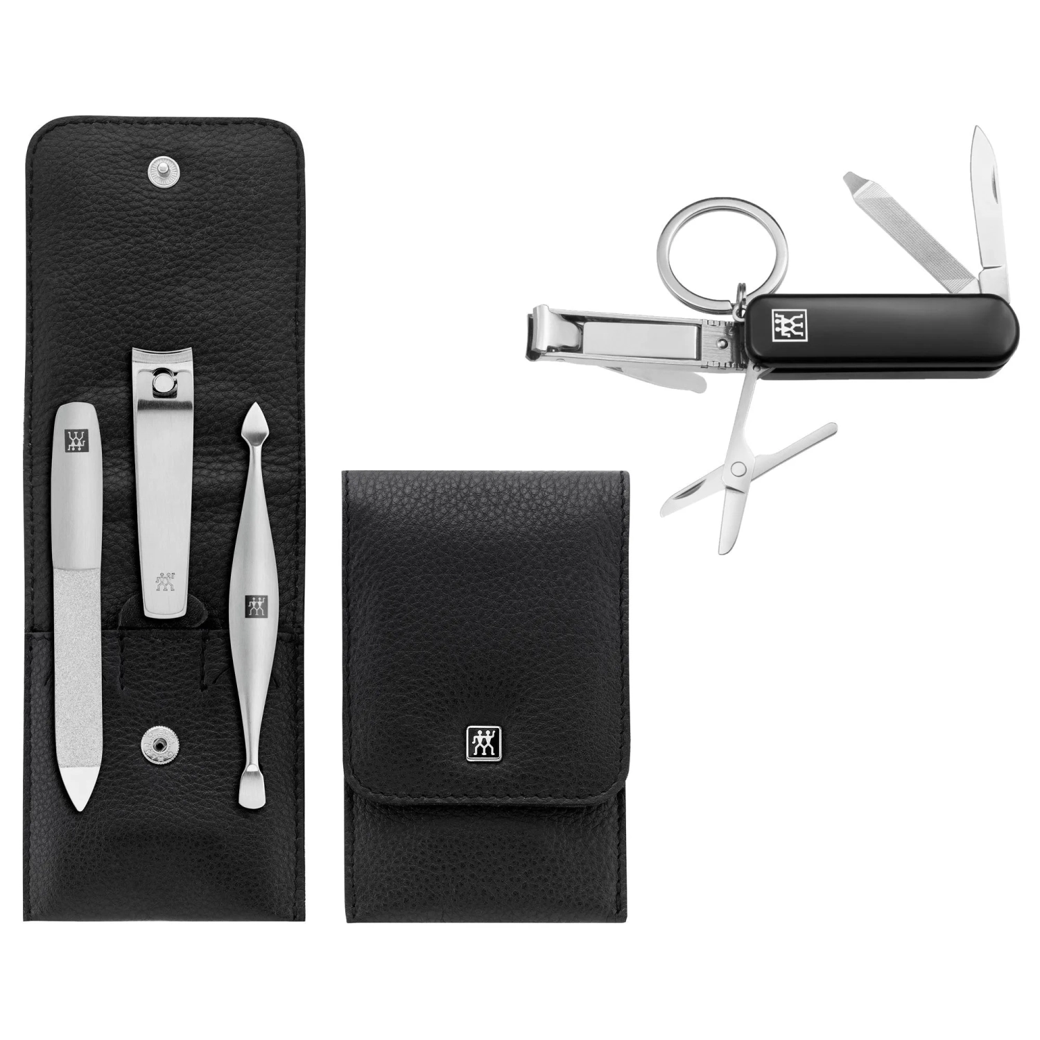 Etui de poche TWINOX cuir noir, 3 pièces & Multi Tool