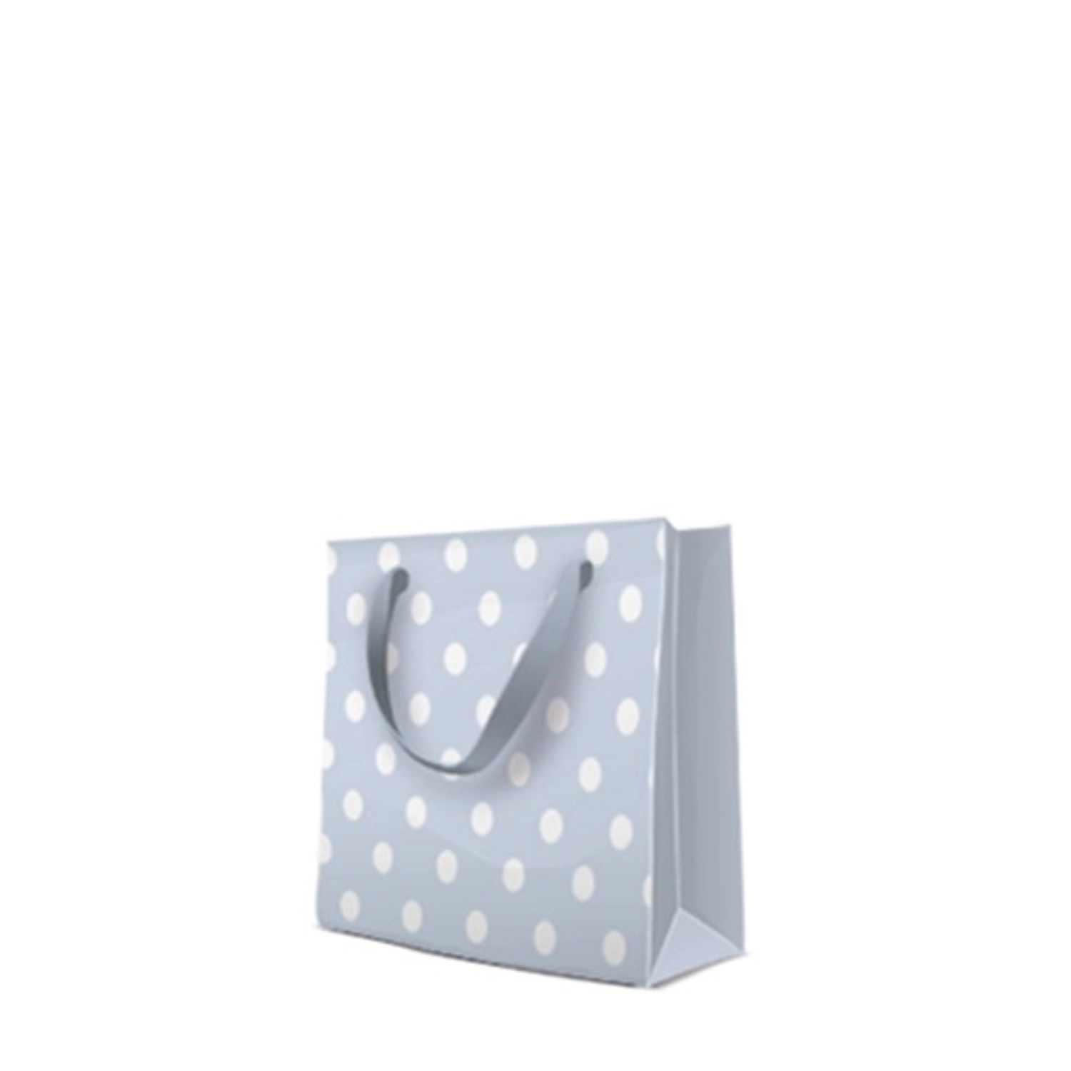Sac cadeau bleu clair/blanc à pois 17x6x17cm