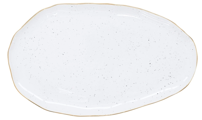 Artesanal plat de service, blanc, 36x21.5cm