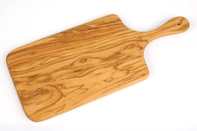 Schneidebrett mit Griff Olivenholz 20x45x1.5 cm