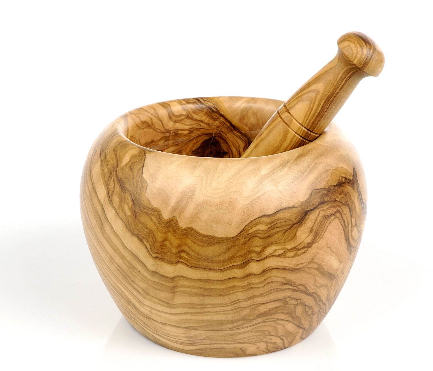 Mörser m. Stössel Olivenholz Ø12 cm