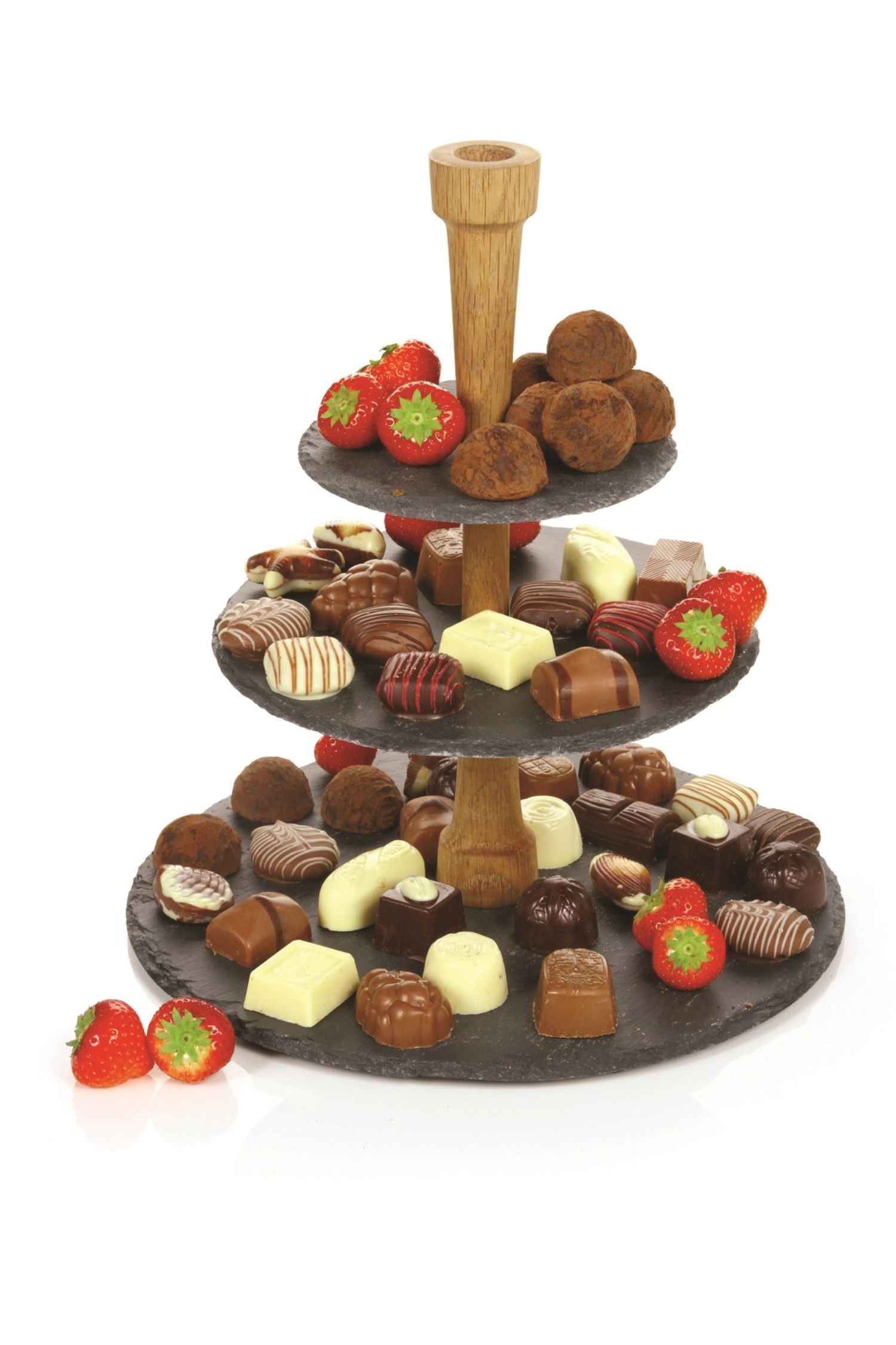 Party tower noir ardoise et chêne 300x300x335mm