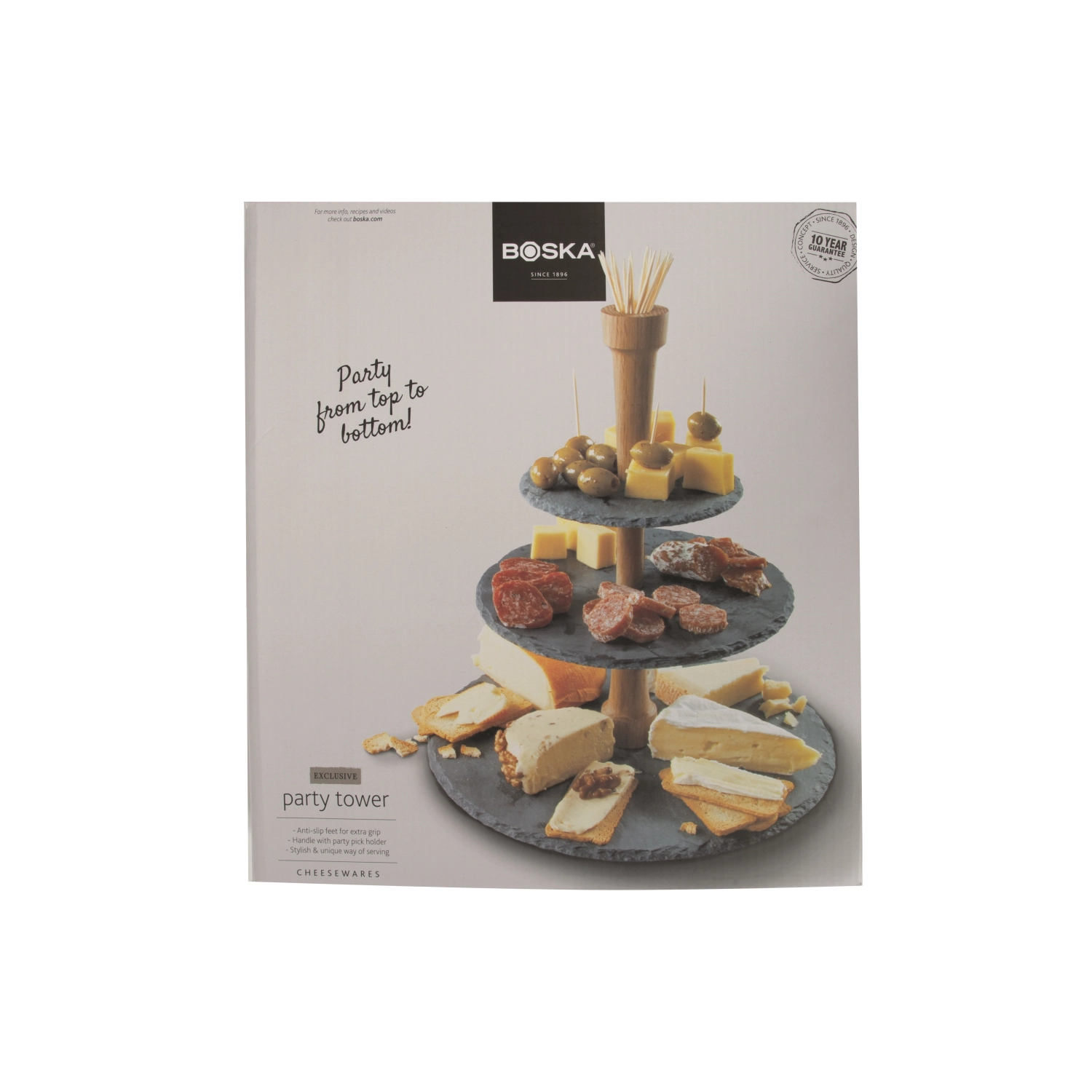 Party tower noir ardoise et chêne 300x300x335mm