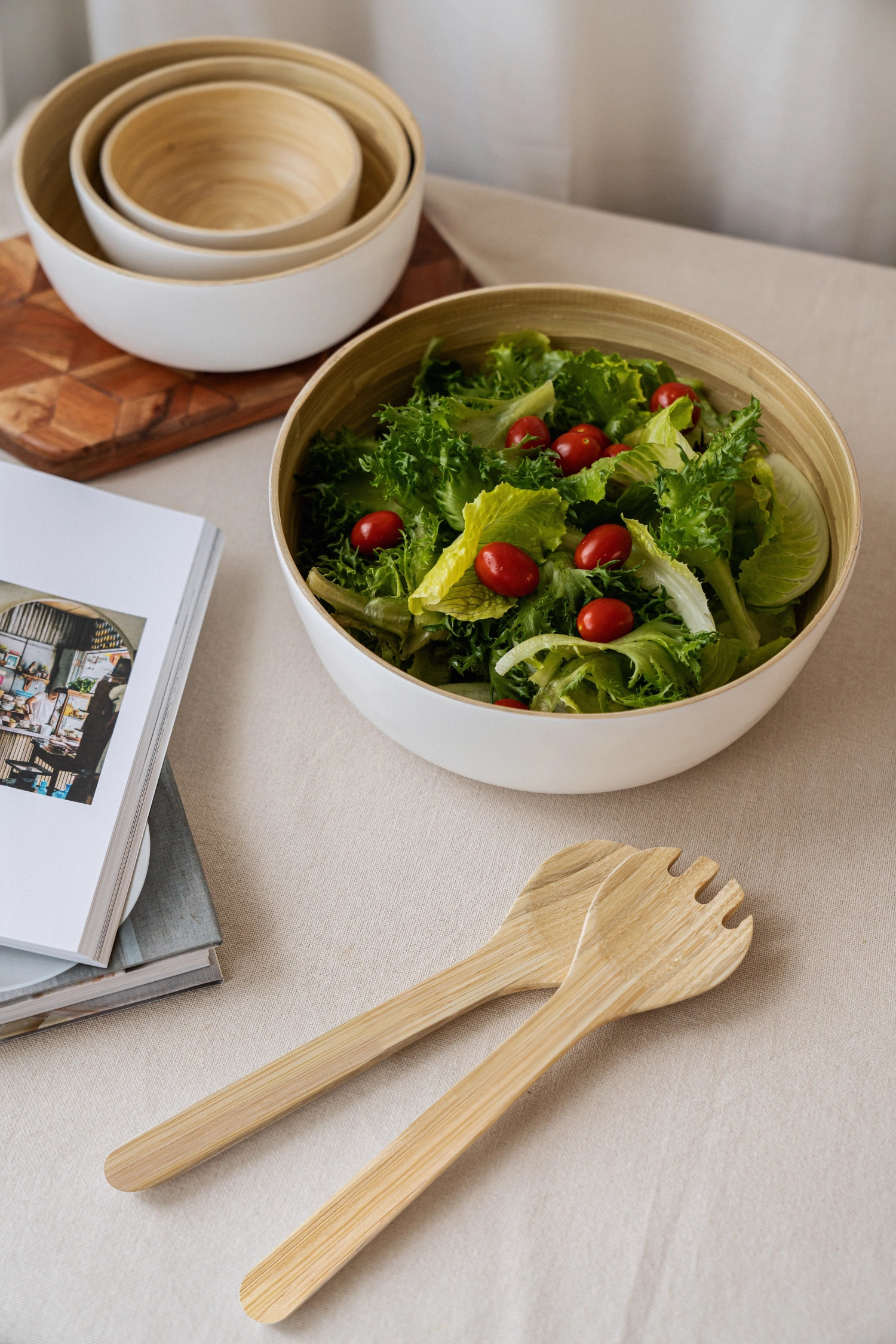 Bambus Salatbesteck natur