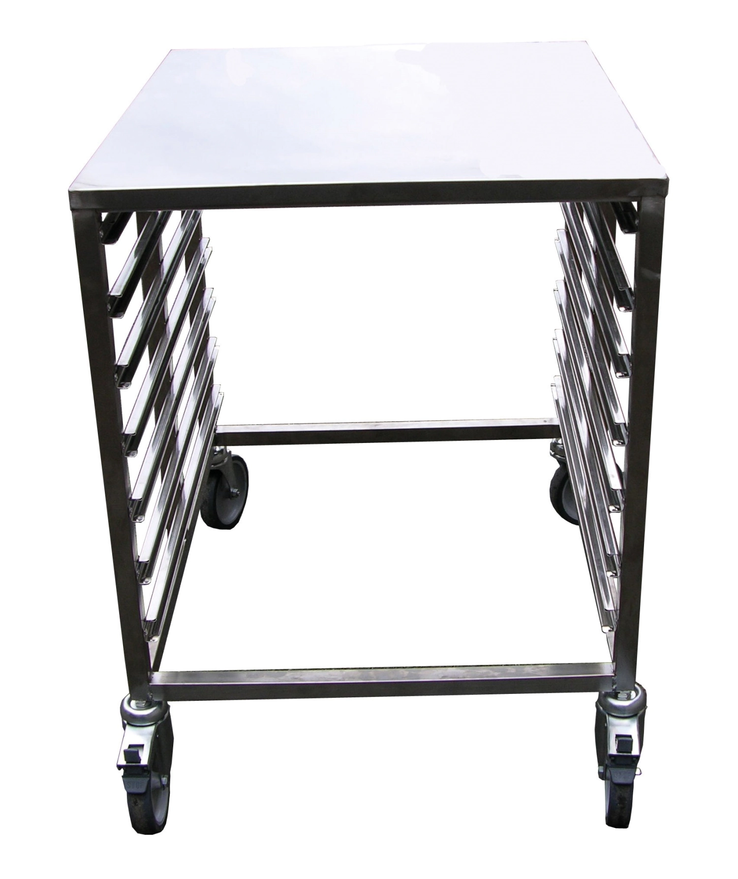 Chariot de transport gn 2/1 acier inox. 7 rails d'appui