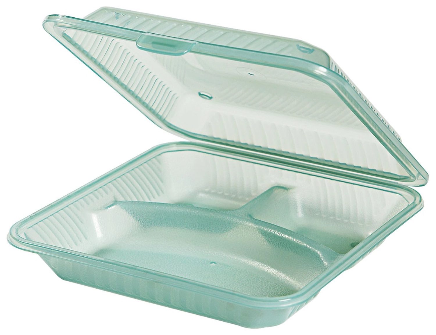 Eco-Takeouts Behälter, grün 3 Fächer 23 x 23,5 x 6,5 cm