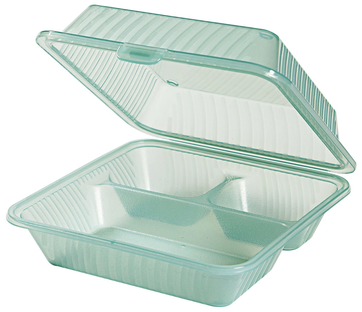Eco-Takeouts Behälter, grün 3 Fächer 23 x 23 x 9 cm