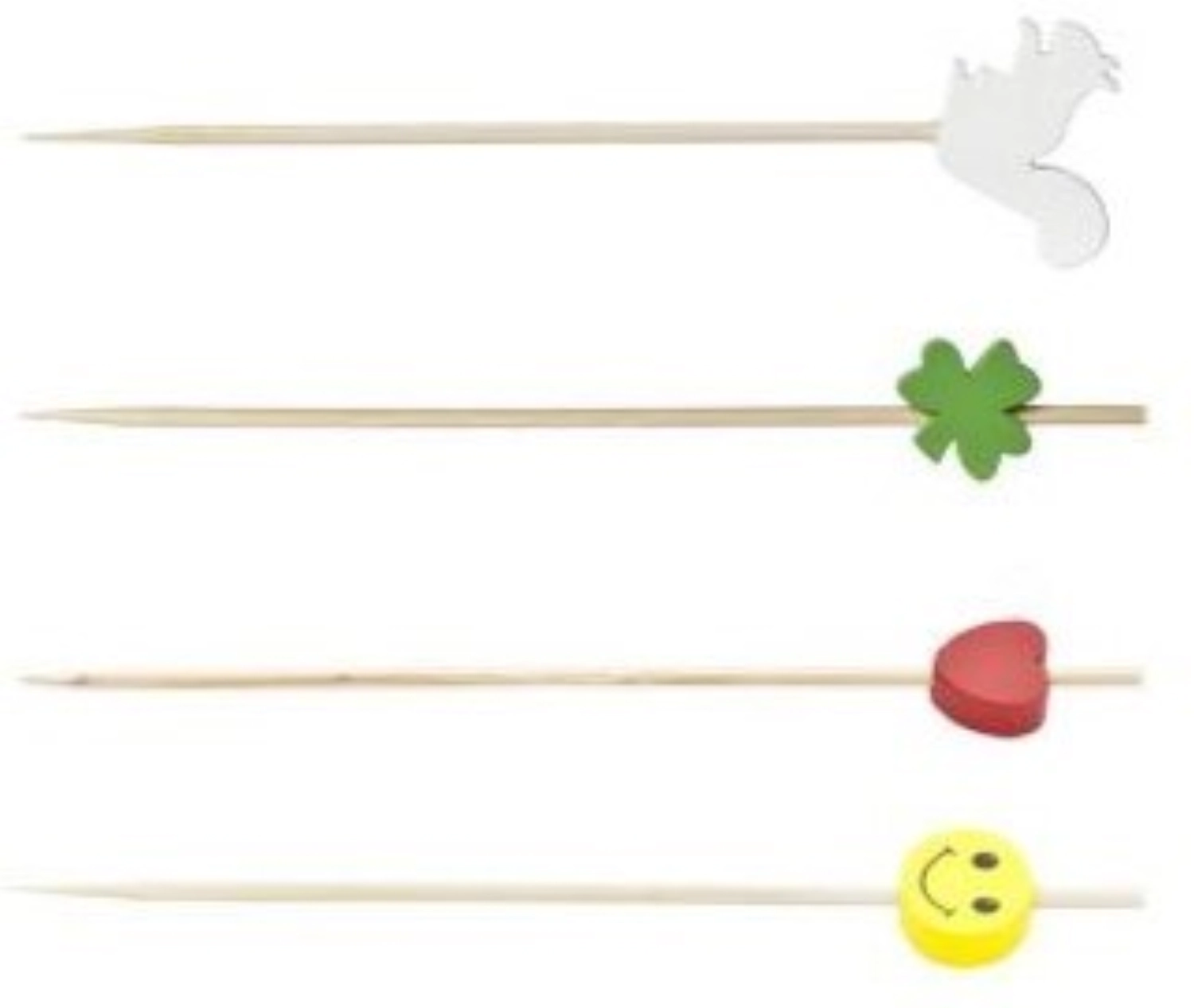 Partyspiess 100er Set, Herz, Smiley, Kleeblatt, Eichhörnchen