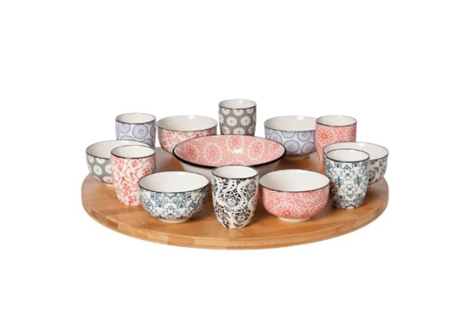 Delirio Set, Drehplatte m. 6 Becher + 6 Schalen