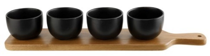 Apero Platte mit 4 Schalen schwarz