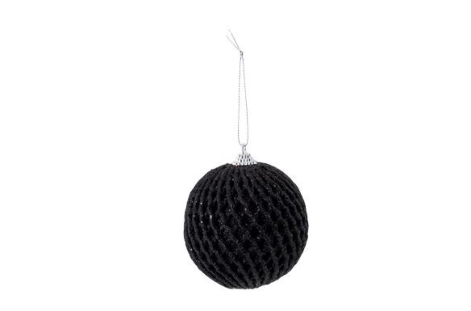 Boule noel wafeled glitter noir d8cm foa