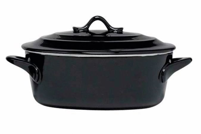 Auflaufform oval mit Deckel 0.5 L, 16.5x13x6.5cm, schwarz