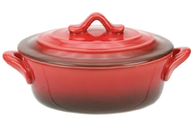 Auflaufform oval mit Deckel 0.5 L, 16.5x13x6.5cm, rot
