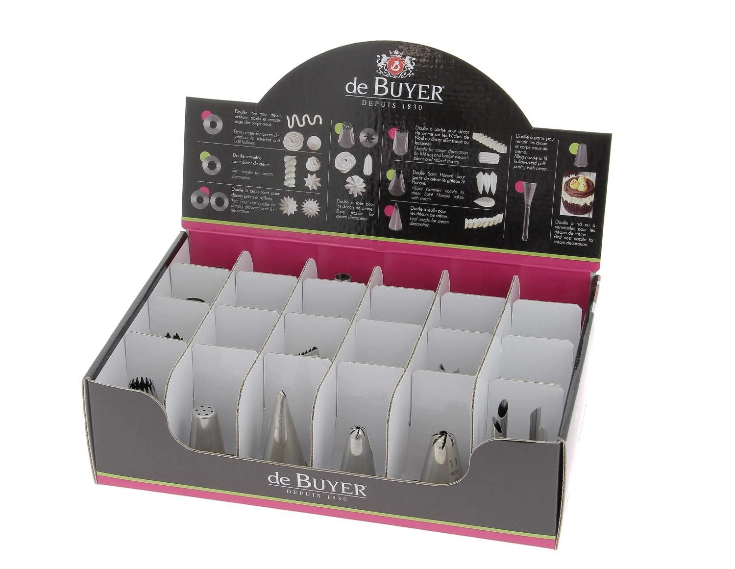 Display mit 120 Spritztüllen assort.