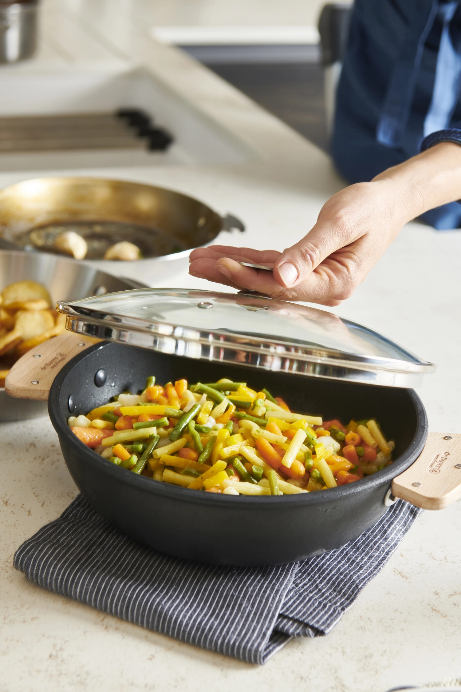 Achimy Glasdeckel Edelstahlknopf tief