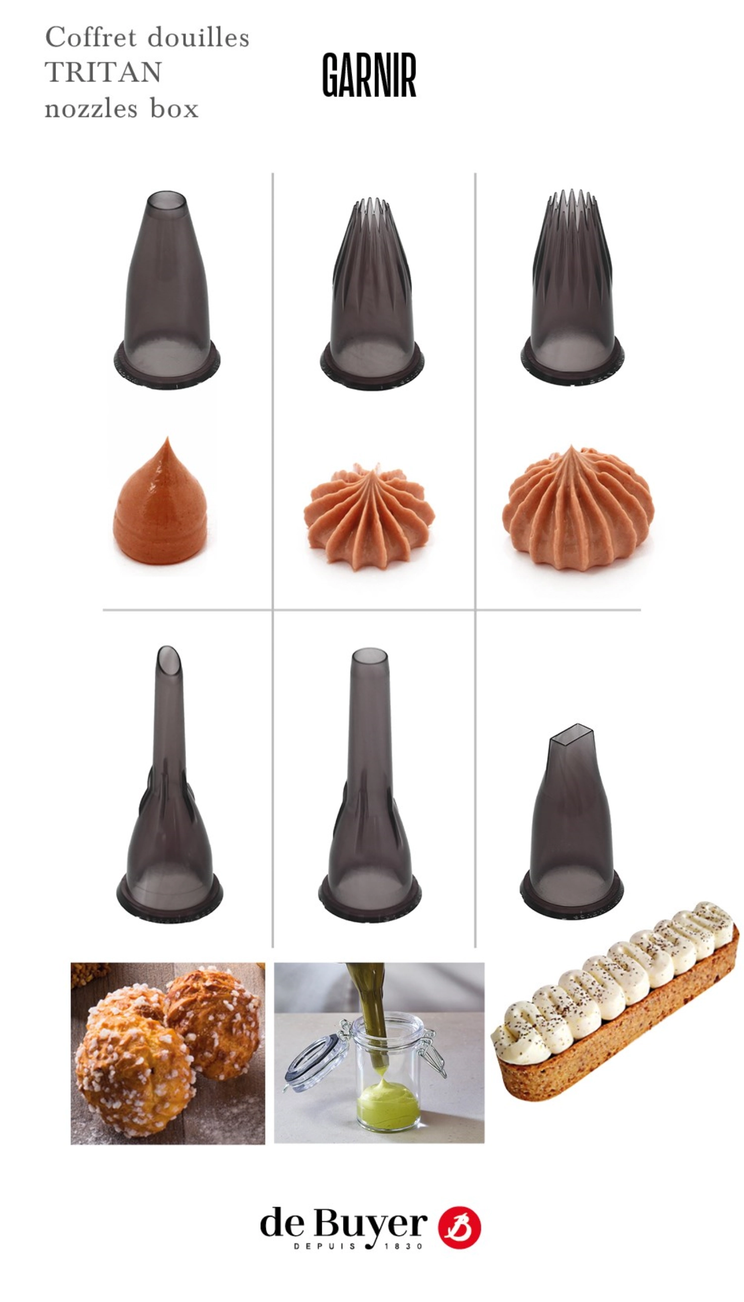 Garnierset, 6 Tüllen mit Sockel