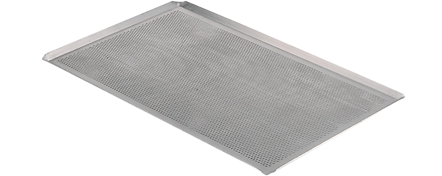 Plaque de cuisson alu perforée 40x30cm avec bord incliné