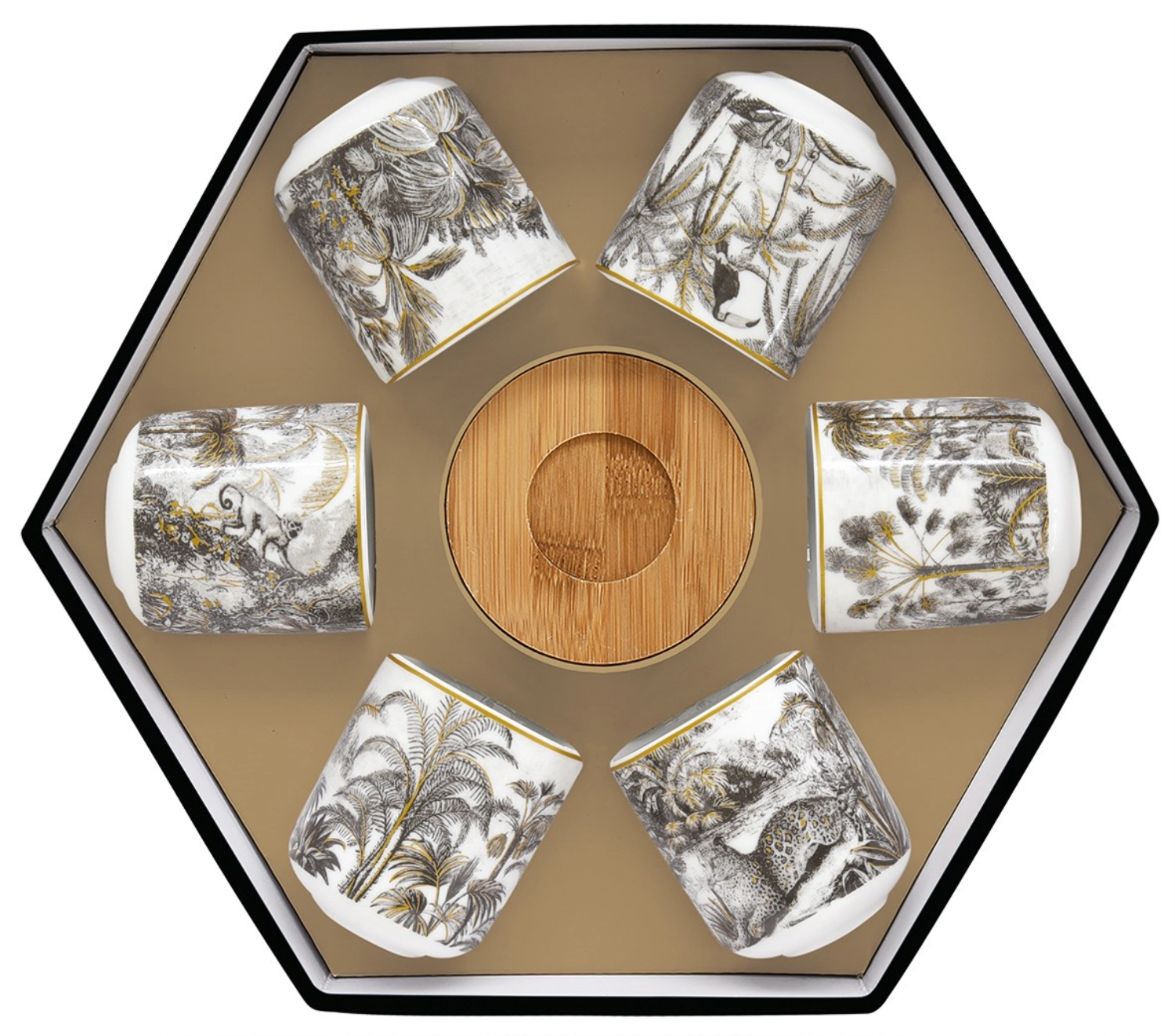 Coffee Mania 6er Espr.-becher m. Unters. Retro Jungle110ml