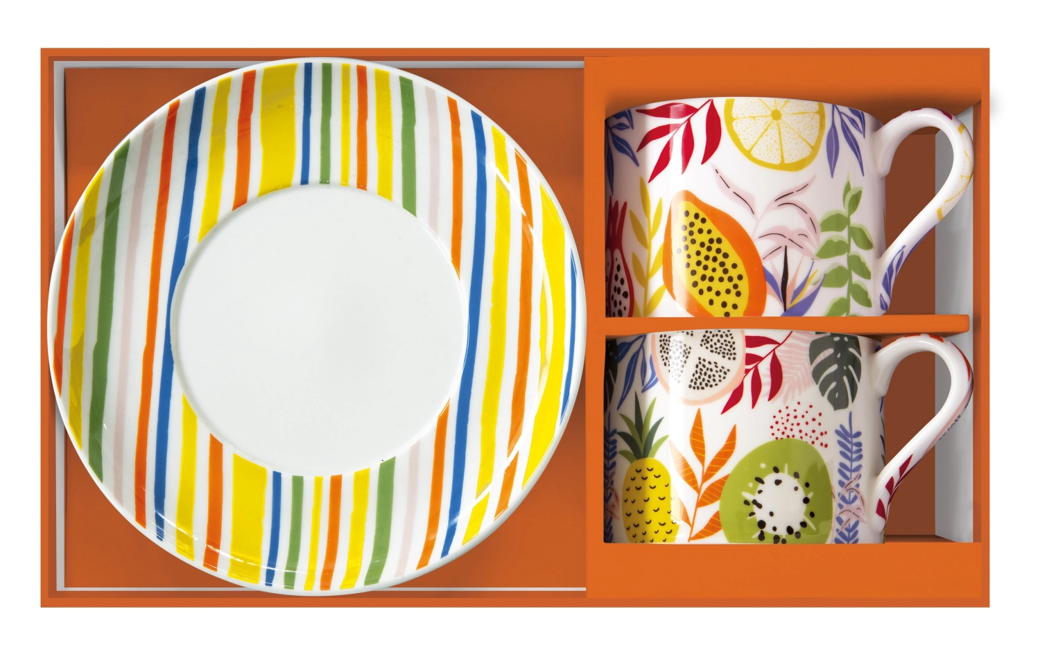 2x tasses à café avec soucoupe. tutti frutti, 2x4